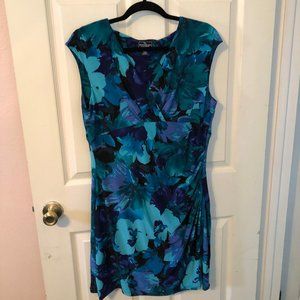 Blue, teal, and soft purple dress